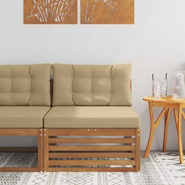 vidaXL Външен среден диван Солидно акациево дърво Естествен