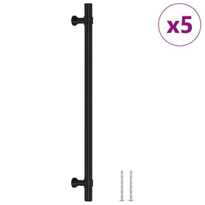 vidaXL Дръжки за шкафове, 5 бр, черни, 224 мм, неръждаема стомана