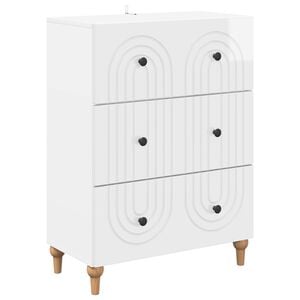 vidaXL Чекмеджетен шкаф Бял гланц 66 x 34,5 x 90 см