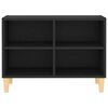 vidaXL ТВ шкаф с крака от дърво масив, черен, 69,5x30x50 см