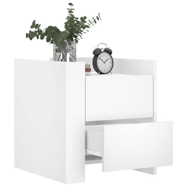 vidaXL Нощно шкафче, бяло, 45x50x50 см, инженерно дърво