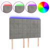 vidaXL LED горна табла за легло, светлосива, 144x5x118/128 см, кадифе