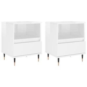 vidaXL Нощни шкафчета, 2 бр, бял гланц, 40x35x50 см, инженерно дърво