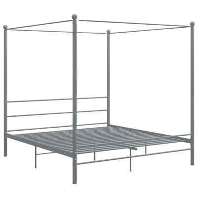 vidaXL Рамка за легло с балдахин, сива, метал, 180x200 см