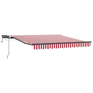 vidaXL Прибираща се тента Червено и бяло 300 x 250 cm Тъкан и алуминий