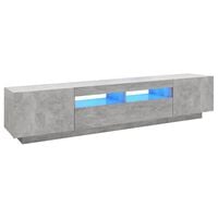 vidaXL ТВ шкаф с LED осветление, бетонно сив, 200x35x40 см