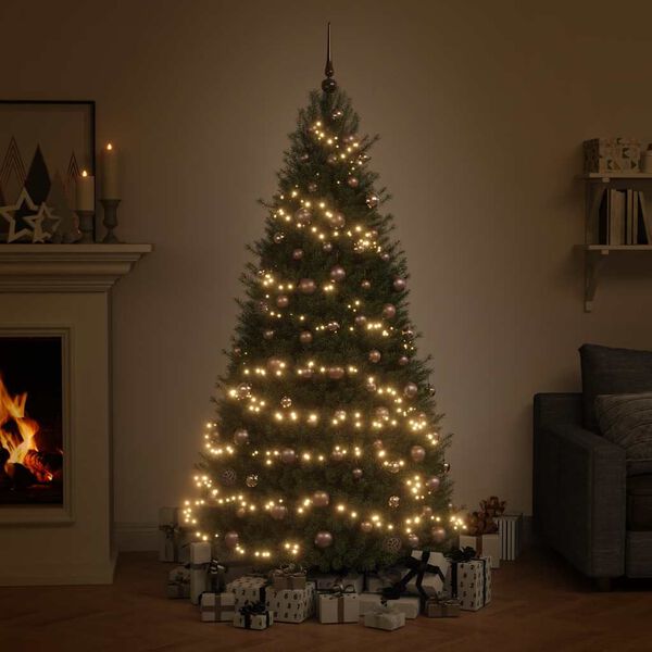 vidaXL Комплект коледни топки 60 части с връх и 150 LED розово злато