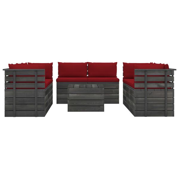 vidaXL Градински лаундж комплект палети възглавници 9 части бор масив