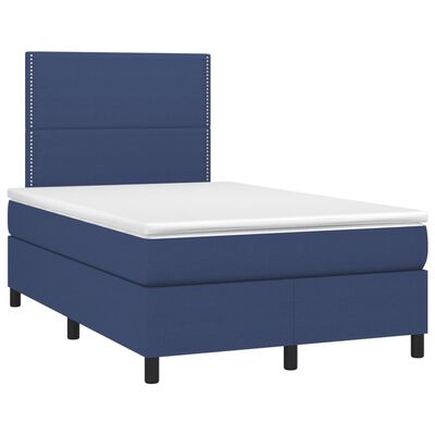 vidaXL Боксспринг легло с матрак и LED, синьо, 120x190 см, текстил