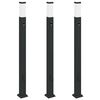 vidaXL Осветителни стълбове с датчик и контакт, 3 бр., 110 см, черни, IP44