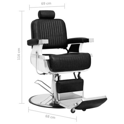 vidaXL Фризьорски стол, черен, 68x69x116 см, изкуствена кожа