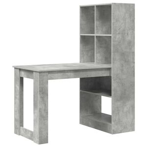 vidaXL Бюро Циментено сиво Инженерна дървесина 122 x 67 x 145 см