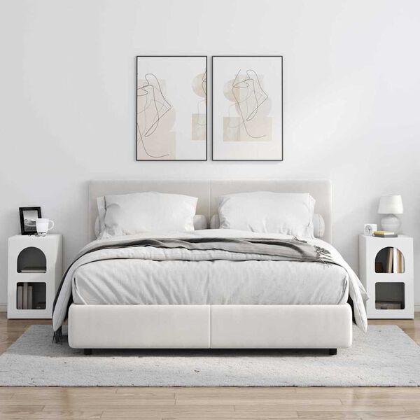 vidaXL Нощно шкафче 2 pcs Бяло 29,5 x 33,5 x 50 см Инженерно дърво