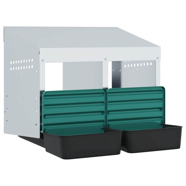 vidaXL Кутия за пилета с 2 отделения, за стенен монтаж, поцинкована стомана