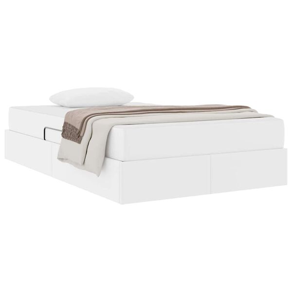 vidaXL Легло с място за съхранение и матрак с матрак Бяло 120 x 200 cm