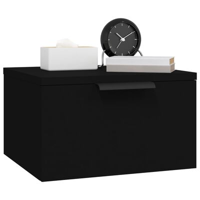 vidaXL Нощно шкафче за стенен монтаж, черно, 34x30x20 см