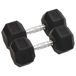 vidaXL Дъмбели, 2 бр, 15 кг, изцяло от чугун