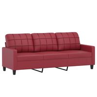 vidaXL 3-местен диван, виненочервен, 180 см, изкуствена кожа