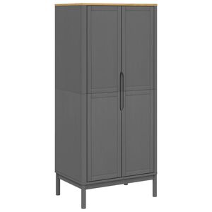 vidaXL Гардероб FLORO, сив, 77x53x171 см, бор масив