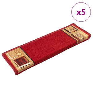vidaXL Самозалепващи стелки за стълби, 5 бр, 65x21x4 см, червени