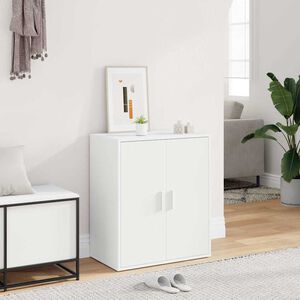 vidaXL Шкаф за обувки, бял, 60x35x70 см, инженерно дърво