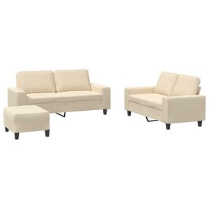 vidaXL Комплект дивани 3 части кремав текстил