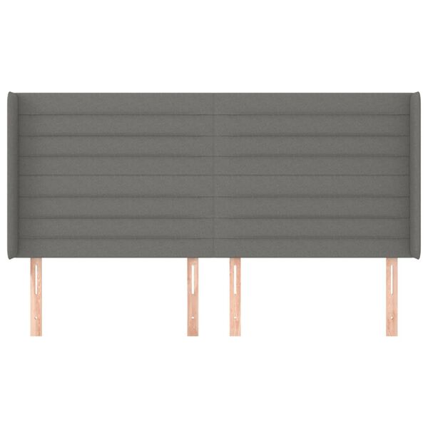 vidaXL Горна табла за легло с уши, тъмносива, 183x16x118/128 см, плат