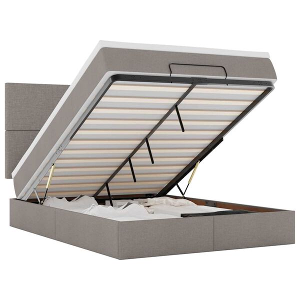 vidaXL Османска легло с матрак, таупе, 140x200 см, плат