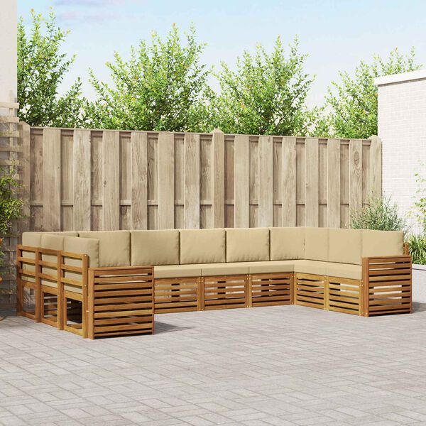 vidaXL Комплект секционен диван с възглавница 10 pcs Натурален и Бежов