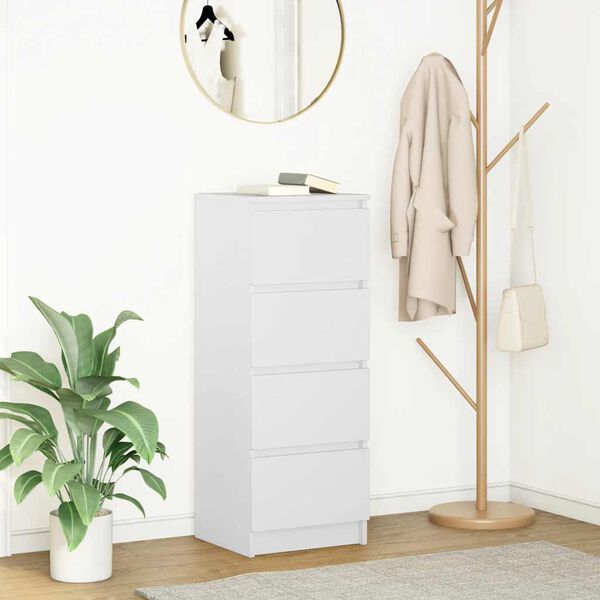 vidaXL Сайдборд, бял, 37,5x35x99 см, инженерно дърво