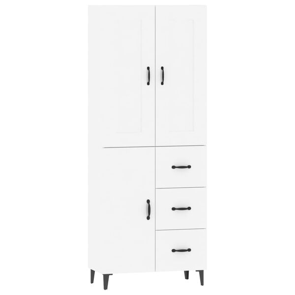 vidaXL Висок шкаф, бял гланц, инженерно дърво