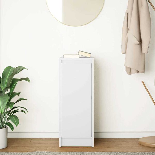 vidaXL Сайдборд, бял, 29,5x34x76 см, инженерно дърво