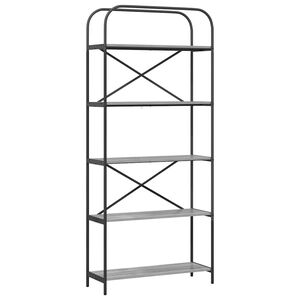 vidaXL Рафт за книги Сив Сонома 80 x 30 x 183 см Инженерно дърво