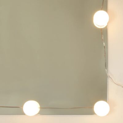 vidaXL Огледален шкаф с LED, бял гланц, 90x31,5x62 см