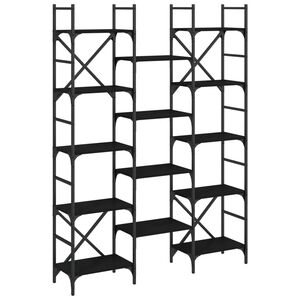 vidaXL Етажерка за книги черна 127,5x28,5x172,5 см инженерно дърво