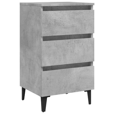 vidaXL Нощни шкафчета с метални крака, 2 бр, бетонно сиви, 40x35x69 см