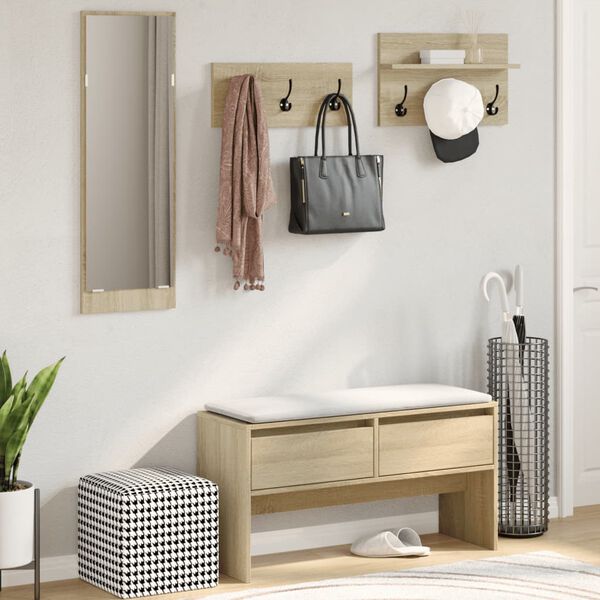 vidaXL Комплект от 4 части мебели за антре, дъб сонома инженерно дърво