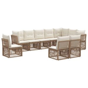 vidaXL Градински Софа Комплект 10 pcs Бежово полиратан