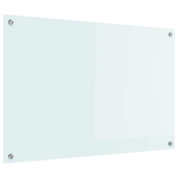 vidaXL Кухненски заден панел Бяло 90 x 60 cm закалено стъкло