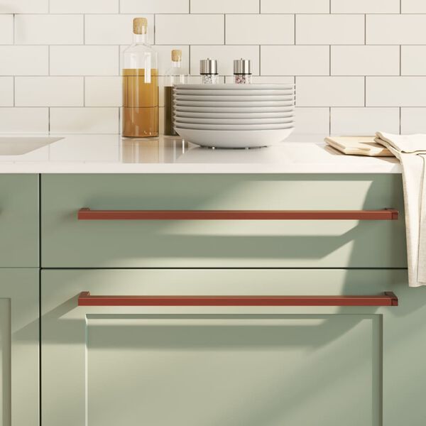 vidaXL Дръжки за шкафове, 10 бр, бронз, 480 мм, неръждаема стомана