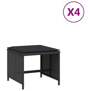 vidaXL Външни табуретки с възглавници 4 бр черни 41x41x36 см полиратан