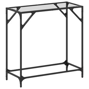 vidaXL Конзолна маса с прозрачен стъклен плот 80x35x81 см стомана