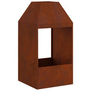 vidaXL Огнище Кафяво 50 x 50 x 100 cm Патинираща стомана