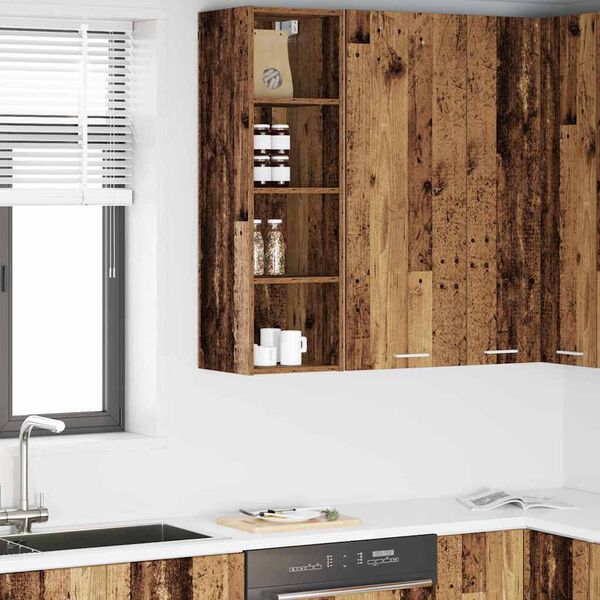 vidaXL Висящ шкаф Старо дърво 30 x 29,5 x 100 см Инженерно дърво