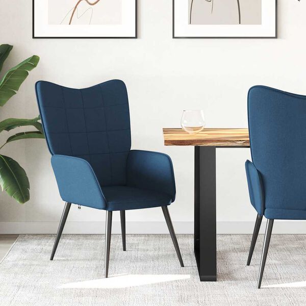 vidaXL Релаксиращ стол, син, плат