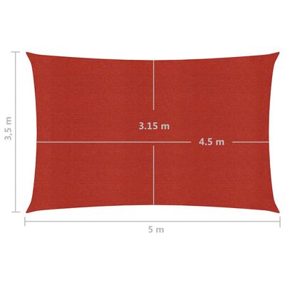 vidaXL Платно-сенник, 160 г/м², червено, 3,5x5 м, HDPE
