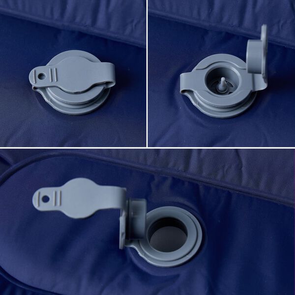 vidaXL Самонадуваем дюшек за къмпинг с възглавница за 1 човек тъмносин