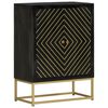 vidaXL Бюфет с 2 врати, черно и златисто, 55x30x75 см, манго масив