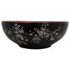 vidaXL Мивка за плот, черно и червено, кръгла, &Phi;41x14 см, керамика