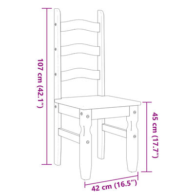 vidaXL Трапезни столове 2 бр "Corona" сиви 42x47x107 см бор масив